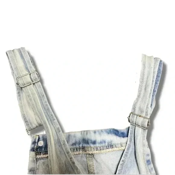 Forever 21 Women's Distressed Denim Overalls Blue Size 24 - Picture 6 of 7